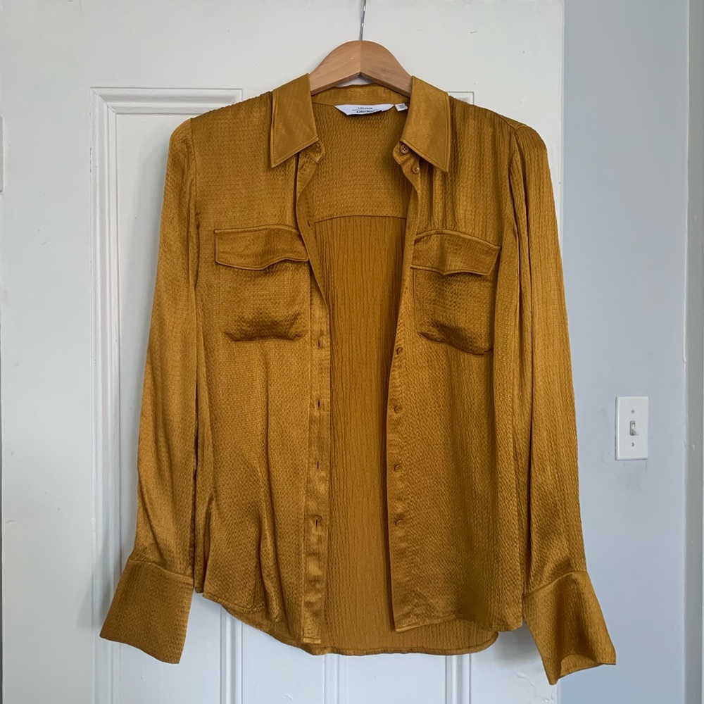Silky Gold Button Down Blouse